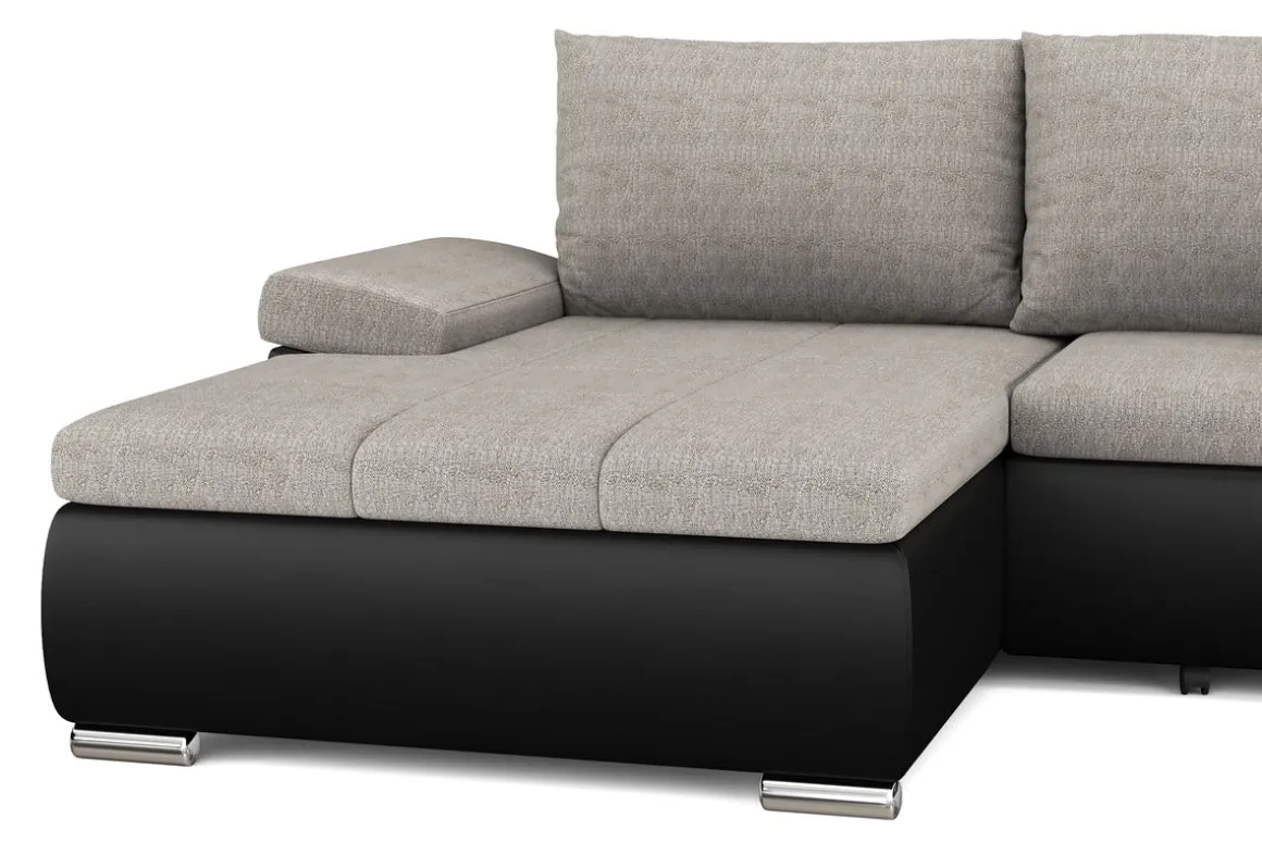 Ecksofa mit Schlaffunktion KIRA links schwarz/grau