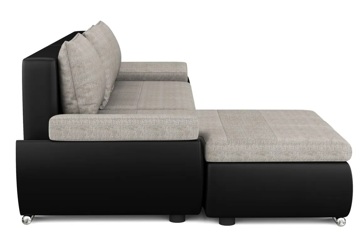 Ecksofa mit Schlaffunktion KIRA links schwarz/grau