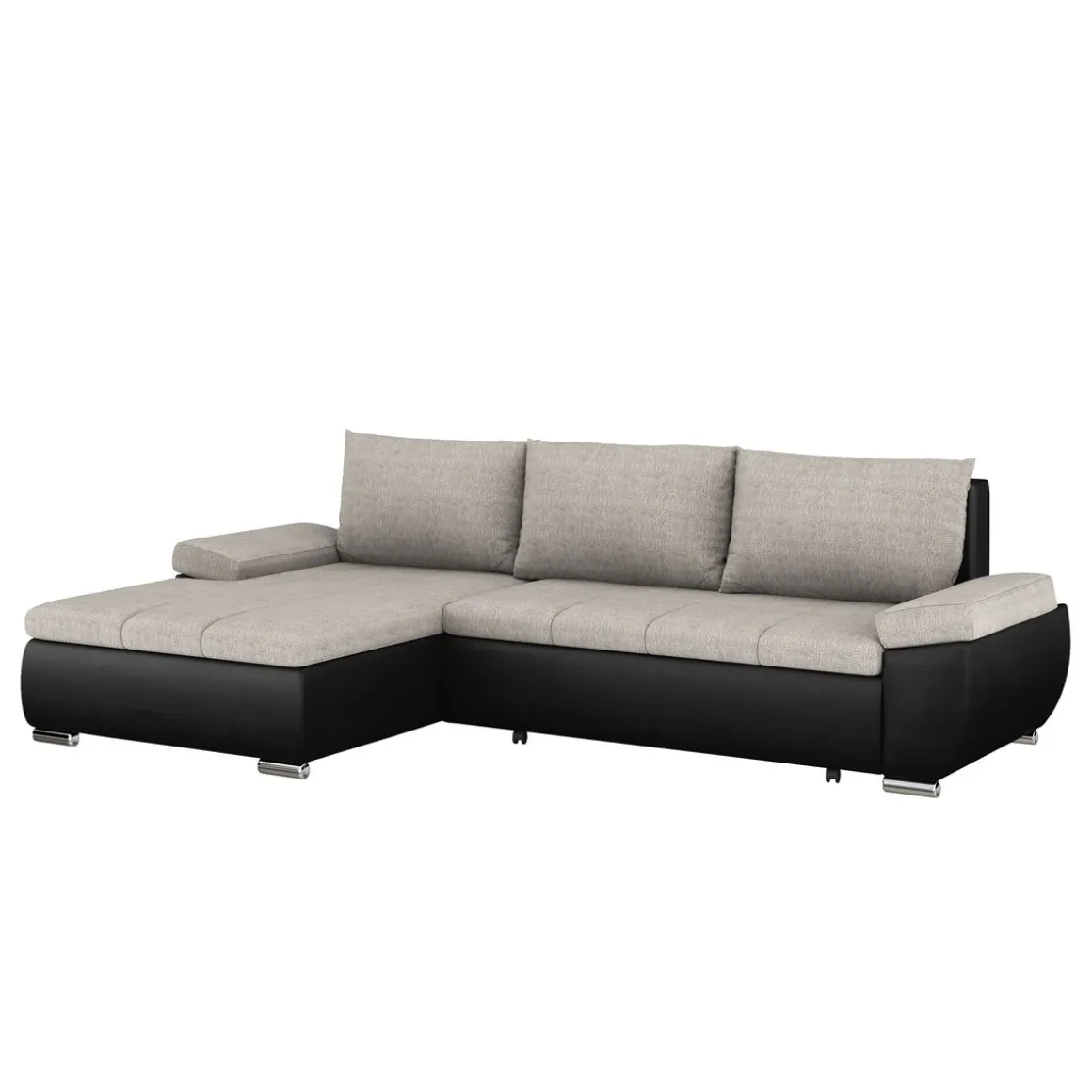 Ecksofa mit Schlaffunktion KIRA links schwarz/grau