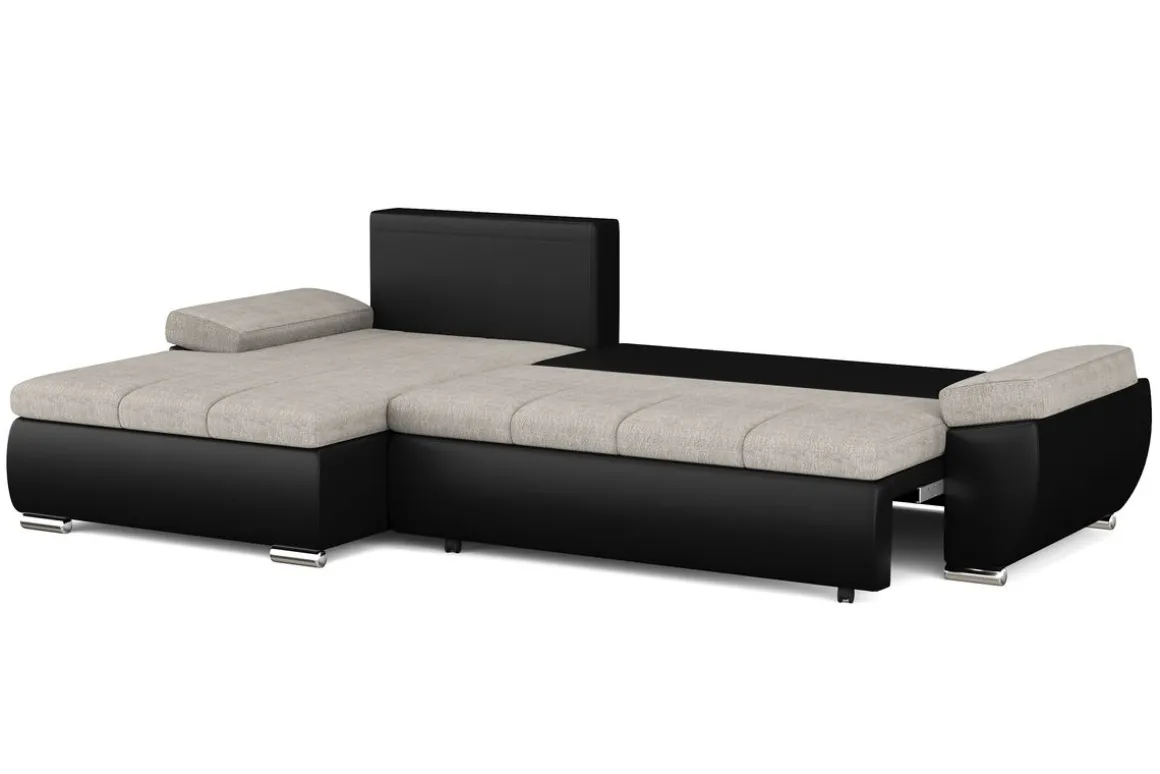 Ecksofa mit Schlaffunktion KIRA links schwarz/grau