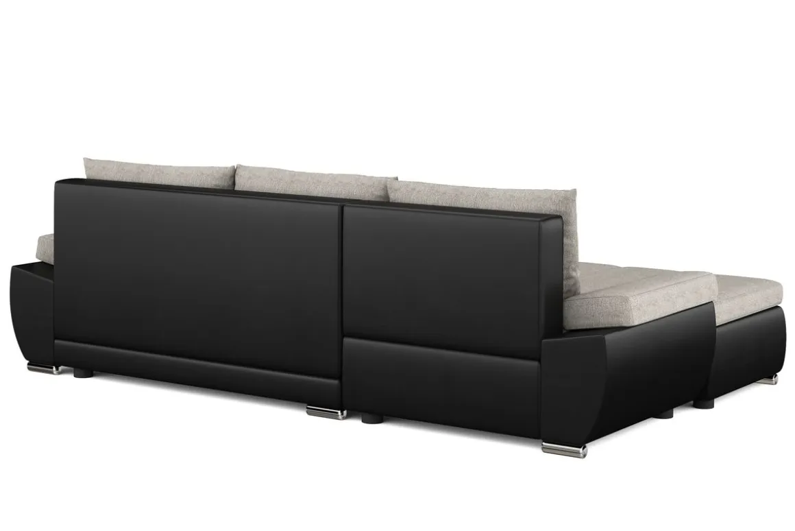 Ecksofa mit Schlaffunktion KIRA links schwarz/grau