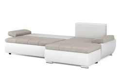 Ecksofa mit Schlaffunktion KIRA rechts weiss/grau
