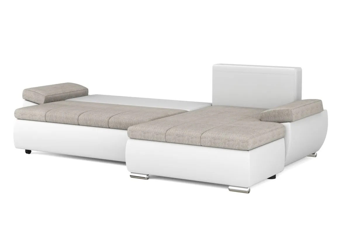 Ecksofa mit Schlaffunktion KIRA rechts weiss/grau