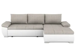 Ecksofa mit Schlaffunktion KIRA rechts weiss/grau