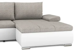Ecksofa mit Schlaffunktion KIRA rechts weiss/grau