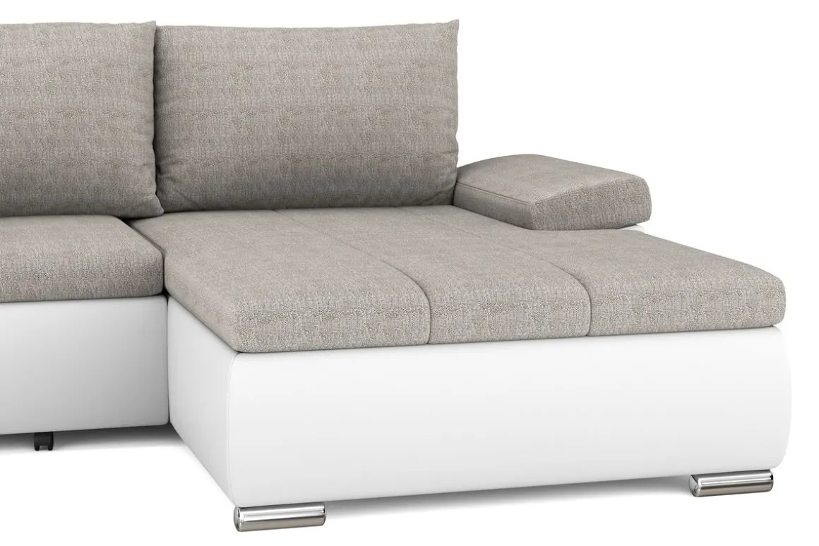 Ecksofa mit Schlaffunktion KIRA rechts weiss/grau