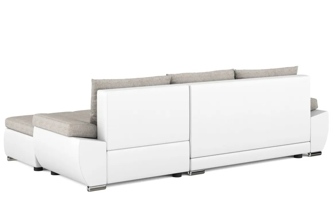 Ecksofa mit Schlaffunktion KIRA rechts weiss/grau