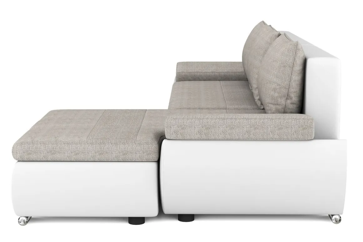 Ecksofa mit Schlaffunktion KIRA rechts weiss/grau