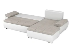 Ecksofa mit Schlaffunktion KIRA rechts weiss/grau