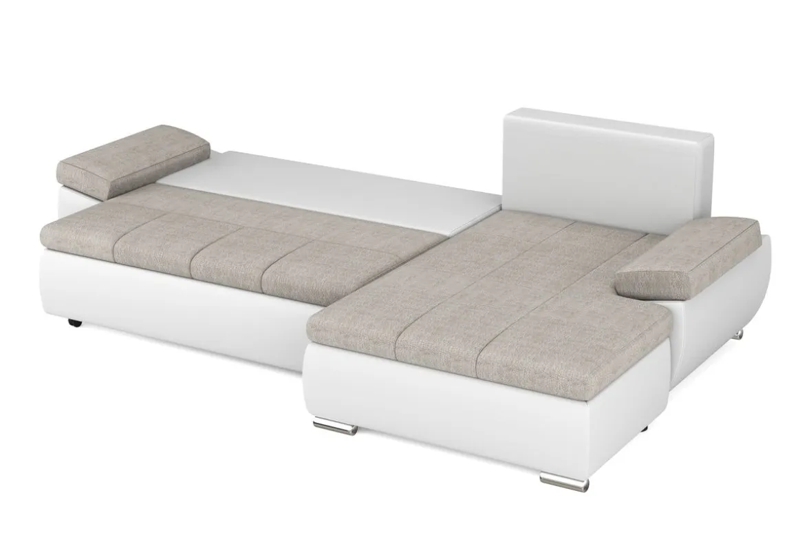 Ecksofa mit Schlaffunktion KIRA rechts weiss/grau
