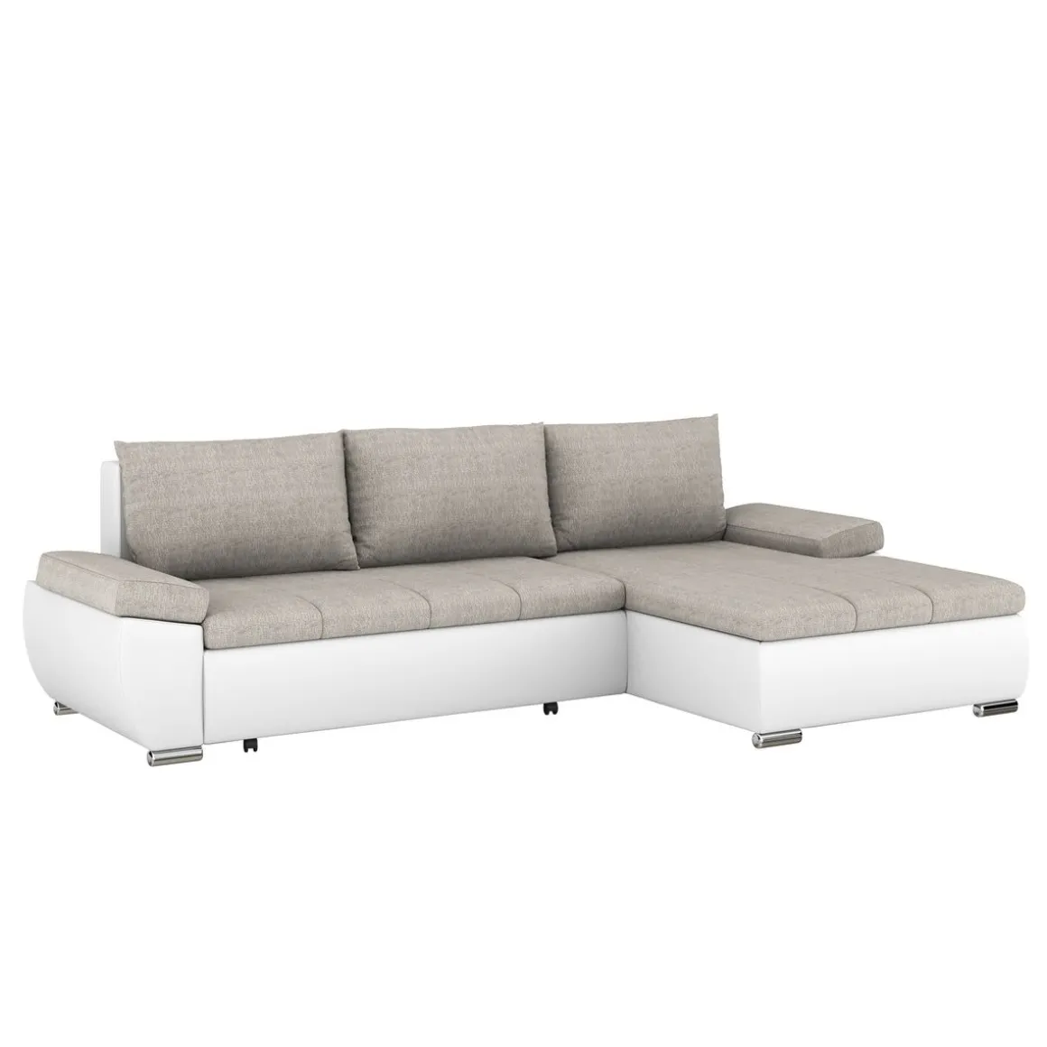 Ecksofa mit Schlaffunktion KIRA rechts weiss/grau