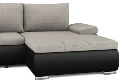 Ecksofa mit Schlaffunktion KIRA rechts schwarz/grau