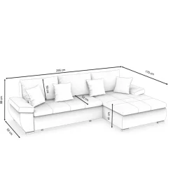 Ecksofa mit Schlaffunktion KIRA rechts schwarz/grau