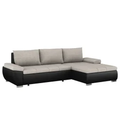 Ecksofa mit Schlaffunktion KIRA rechts schwarz/grau