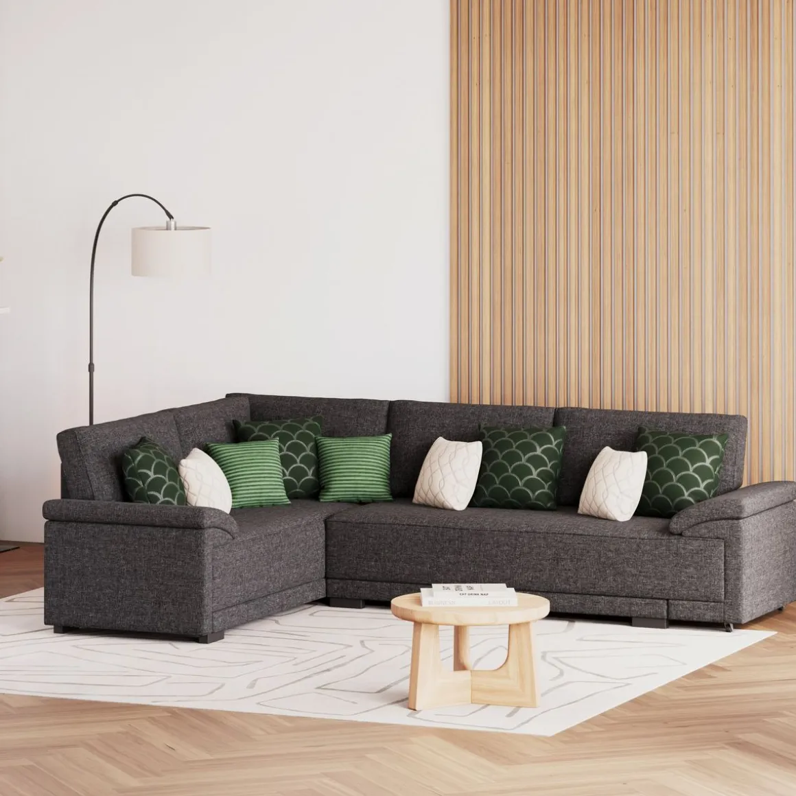 Ecksofa mit Schlaffunktion LYNN links anthrazit