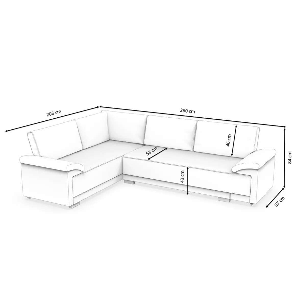 Ecksofa mit Schlaffunktion LYNN links anthrazit