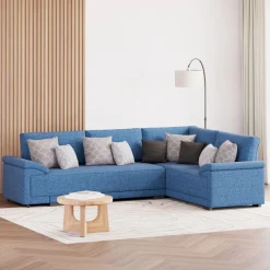 Ecksofa mit Schlaffunktion LYNN rechts blau