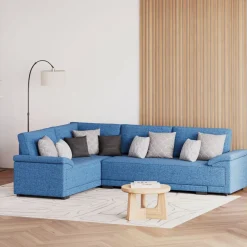 Ecksofa mit Schlaffunktion LYNN links blau