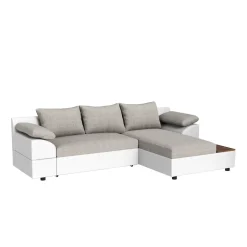 Ecksofa mit Schlaffunktion NALA rechts weiss