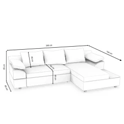 Ecksofa mit Schlaffunktion NALA rechts weiss