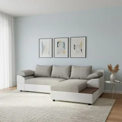 Ecksofa mit Schlaffunktion NALA rechts weiss