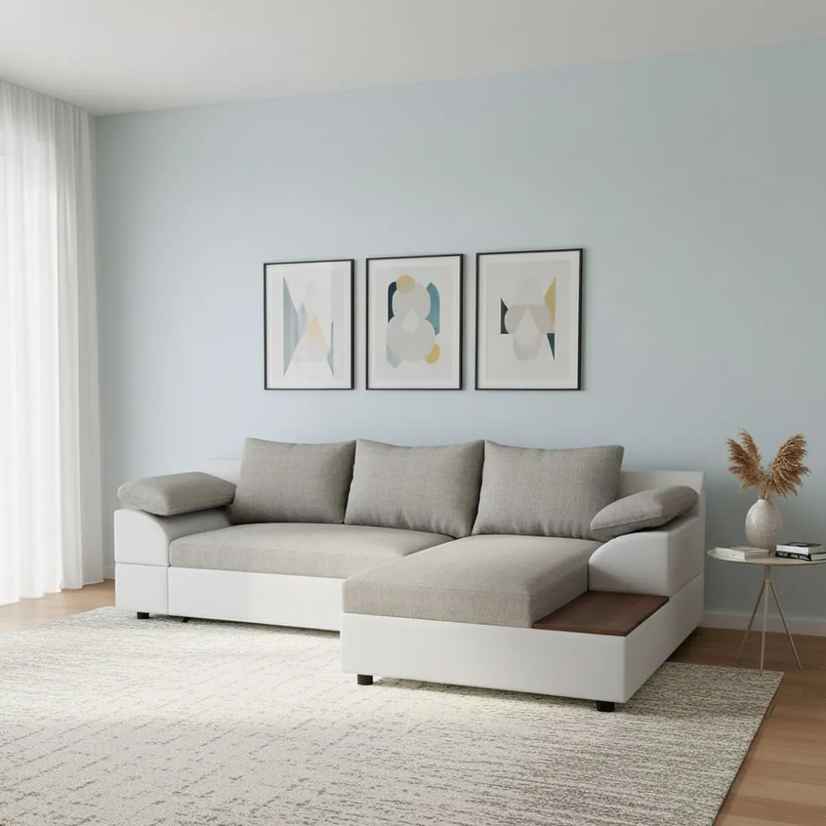 Ecksofa mit Schlaffunktion NALA rechts weiss