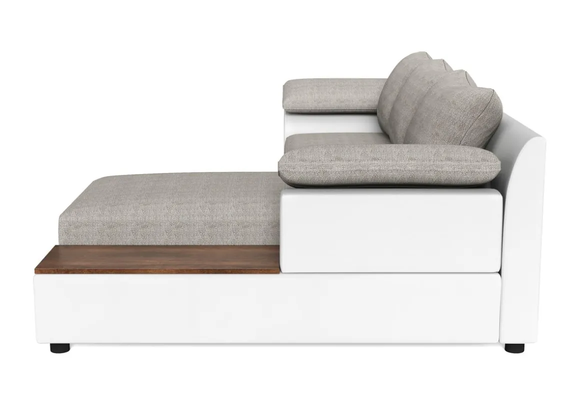 Ecksofa mit Schlaffunktion NALA rechts weiss