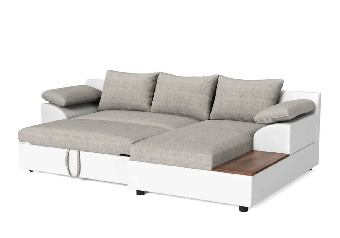 Ecksofa mit Schlaffunktion NALA rechts weiss