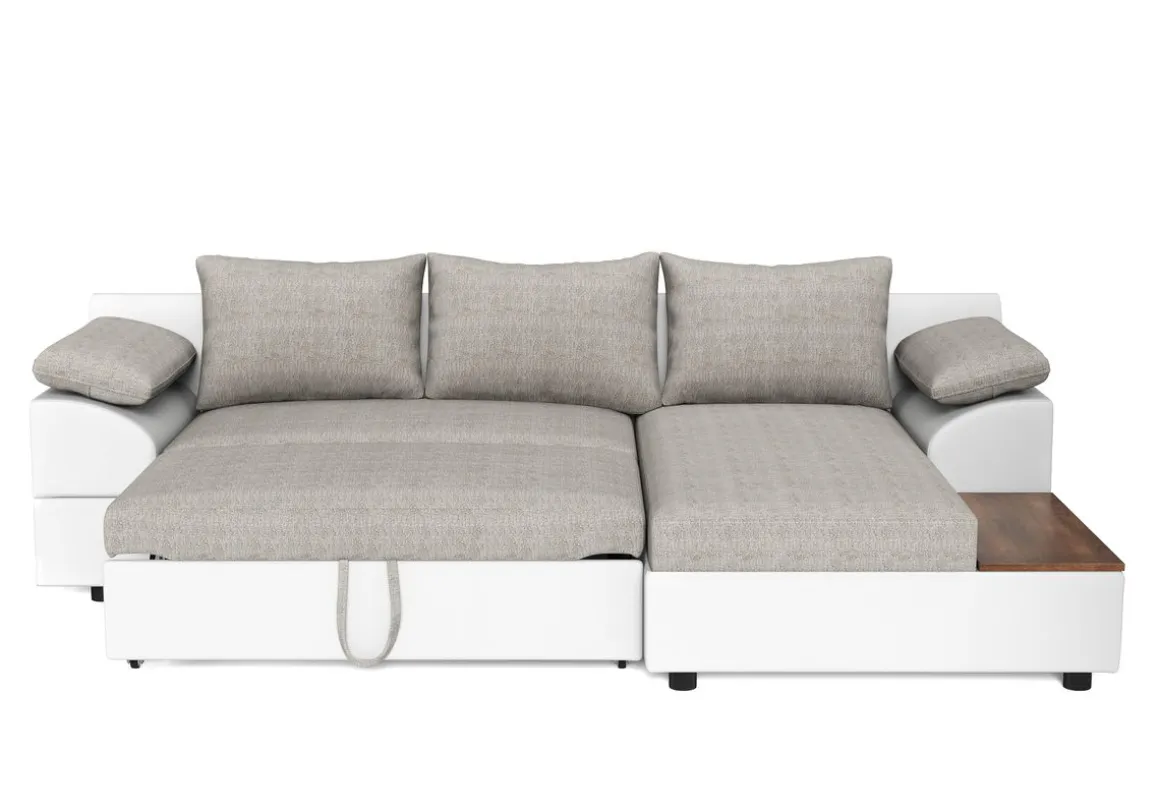 Ecksofa mit Schlaffunktion NALA rechts weiss