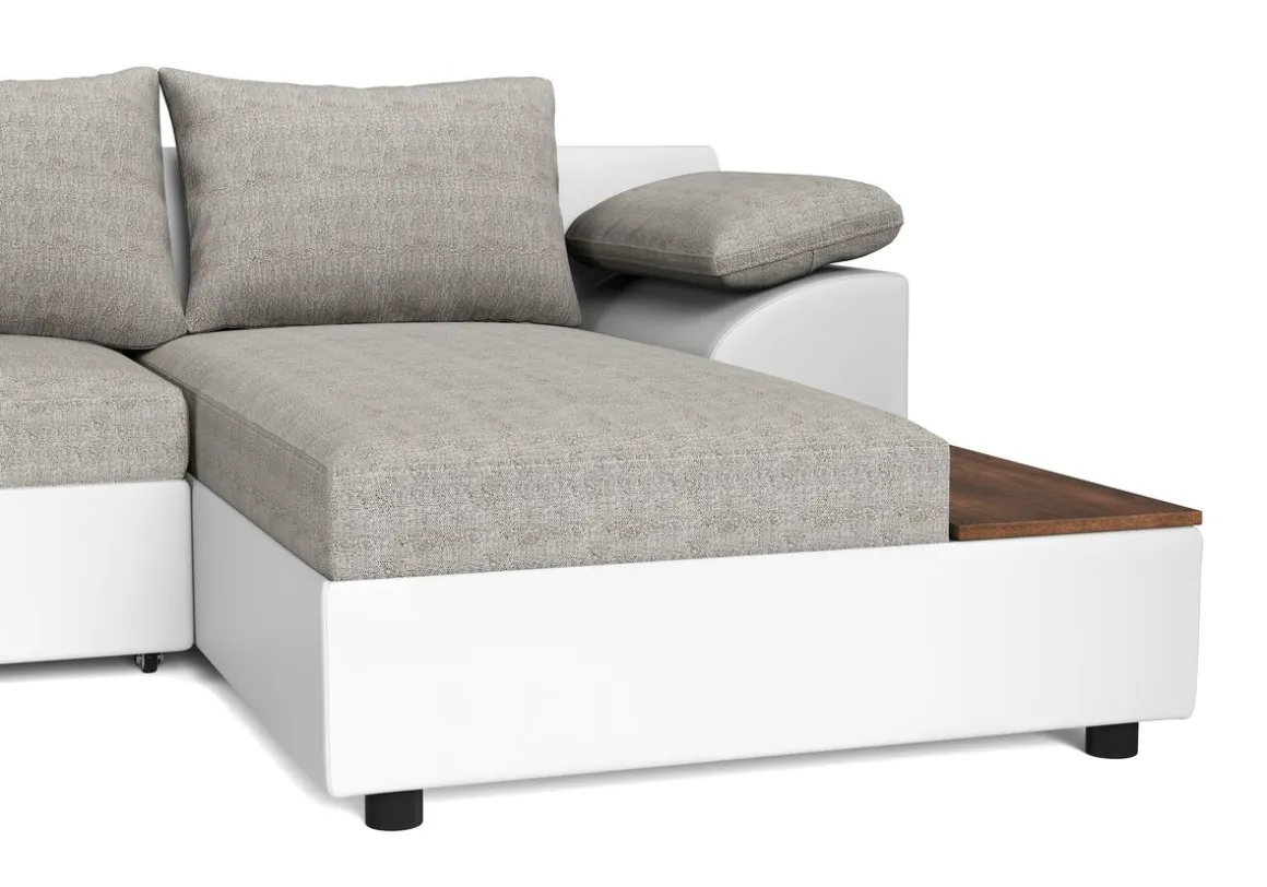 Ecksofa mit Schlaffunktion NALA rechts weiss