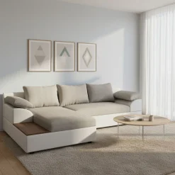 Ecksofa mit Schlaffunktion NALA links weiss