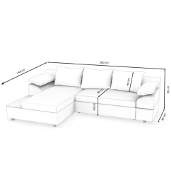 Ecksofa mit Schlaffunktion NALA links weiss