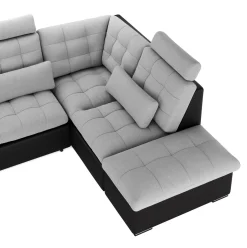 Ecksofa mit Schlaffunktion SORAYA rechts grau/schwarz