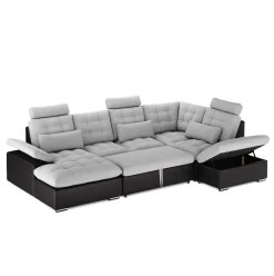 Ecksofa mit Schlaffunktion SORAYA rechts grau/schwarz