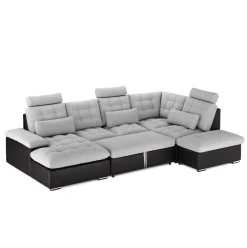 Ecksofa mit Schlaffunktion SORAYA rechts grau/schwarz