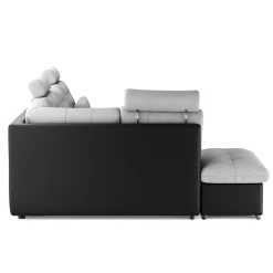 Ecksofa mit Schlaffunktion SORAYA links grau/schwarz