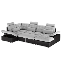 Ecksofa mit Schlaffunktion SORAYA links grau/schwarz