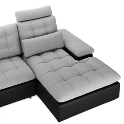 Ecksofa mit Schlaffunktion SORAYA links grau/schwarz
