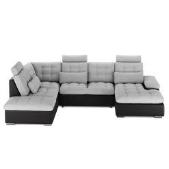 Ecksofa mit Schlaffunktion SORAYA links grau/schwarz