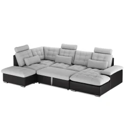 Ecksofa mit Schlaffunktion SORAYA links grau/schwarz
