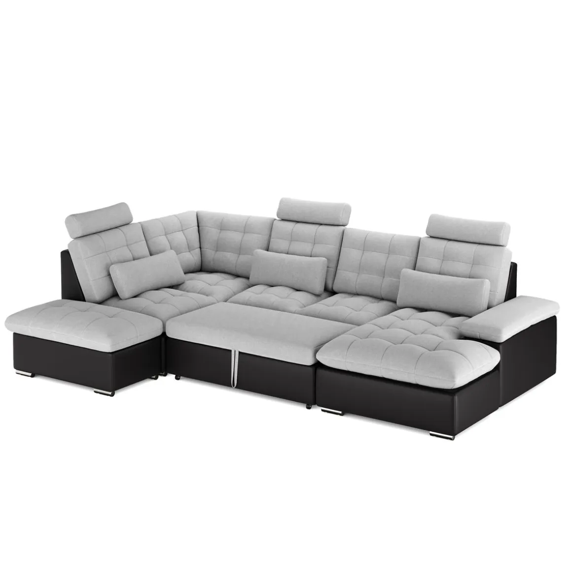 Ecksofa mit Schlaffunktion SORAYA links grau/schwarz