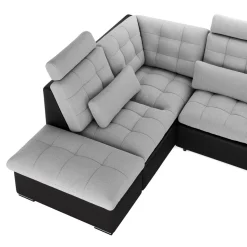 Ecksofa mit Schlaffunktion SORAYA links grau/schwarz