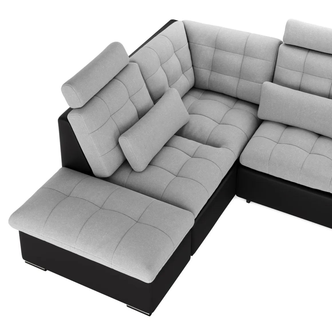 Ecksofa mit Schlaffunktion SORAYA links grau/schwarz