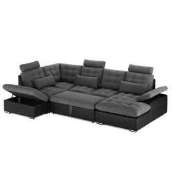 Ecksofa mit Schlaffunktion SORAYA links anthrazit/schwarz