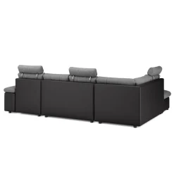 Ecksofa mit Schlaffunktion SORAYA links anthrazit/schwarz