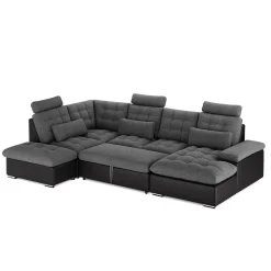 Ecksofa mit Schlaffunktion SORAYA links anthrazit/schwarz