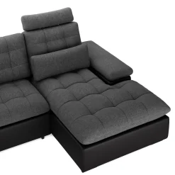 Ecksofa mit Schlaffunktion SORAYA links anthrazit/schwarz