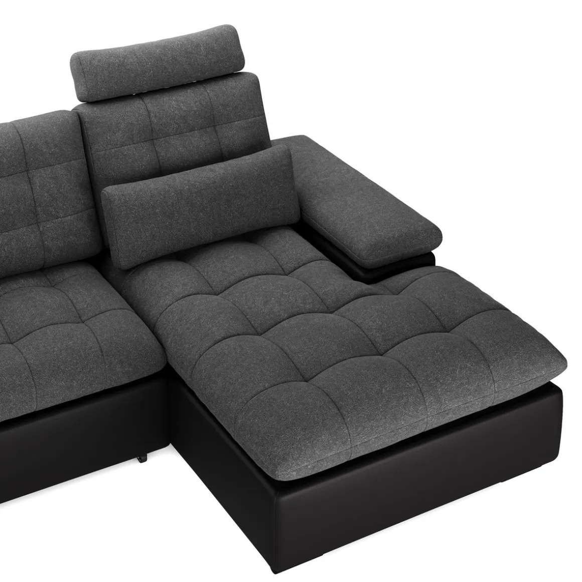 Ecksofa mit Schlaffunktion SORAYA links anthrazit/schwarz