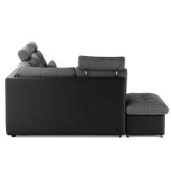 Ecksofa mit Schlaffunktion SORAYA links anthrazit/schwarz