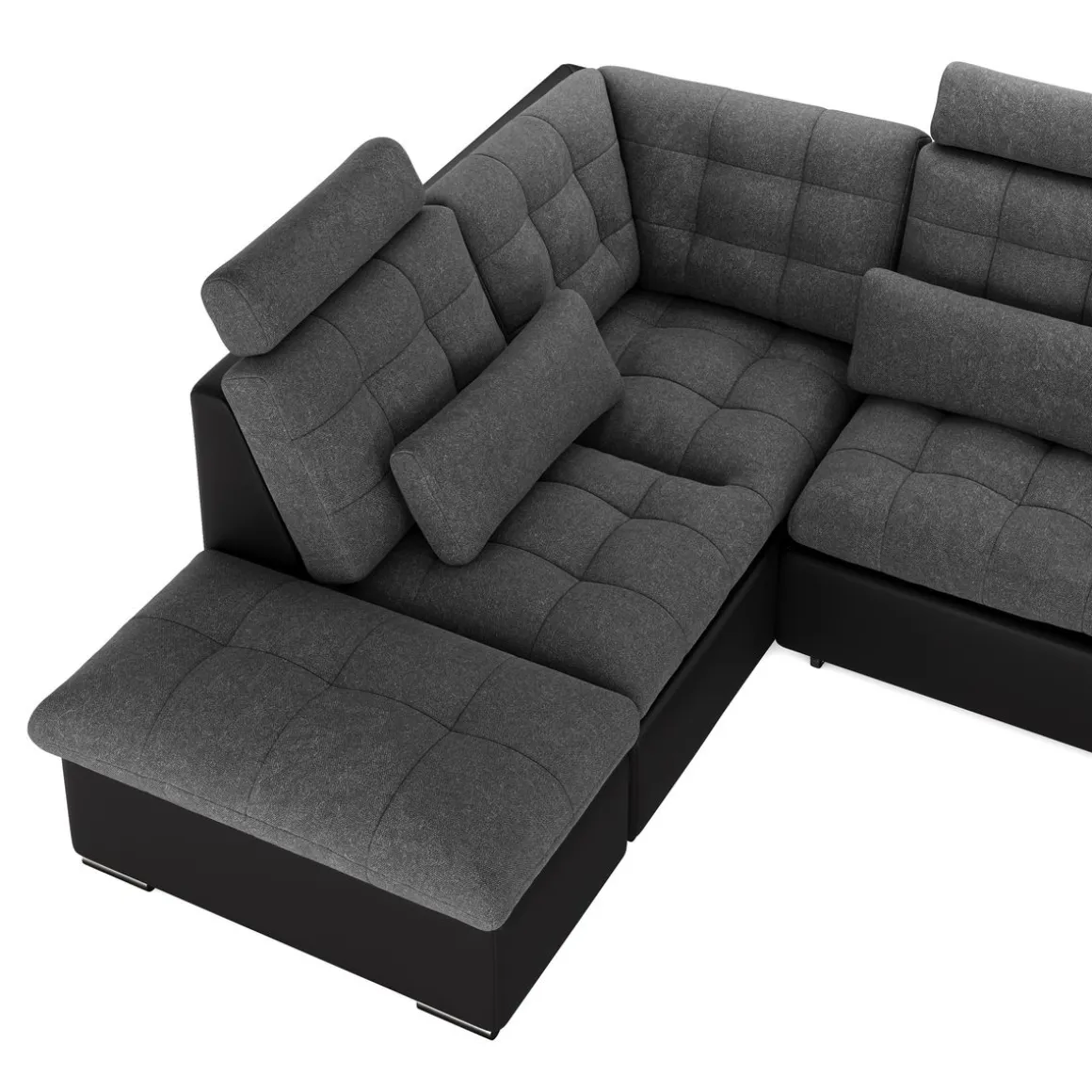 Ecksofa mit Schlaffunktion SORAYA links anthrazit/schwarz
